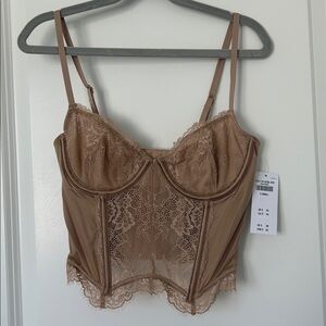 Abercrombie & Fitch Lace Bustier Bra in Tan